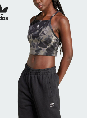 Adidas/阿迪达斯官方正品三叶草女士修身短款运动吊带背心IW0837