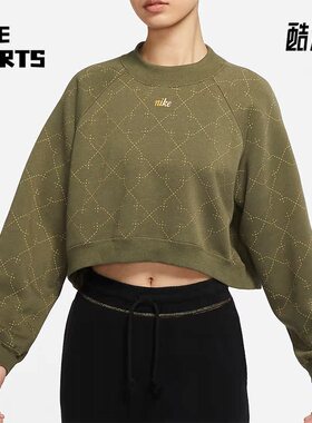 Nike/耐克正品新款女子运动卫衣短款圆领套头衫 DM7281-222