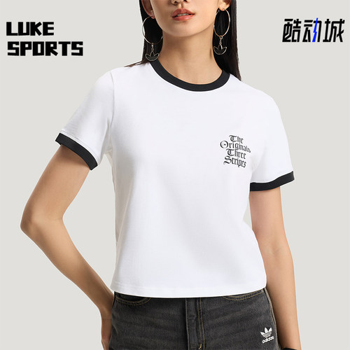 Adidas/阿迪达斯正品三叶草女士圆领简约字母印花短袖T恤KT3060