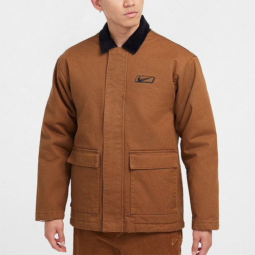 耐克男士工装翻领运动保暖棉服