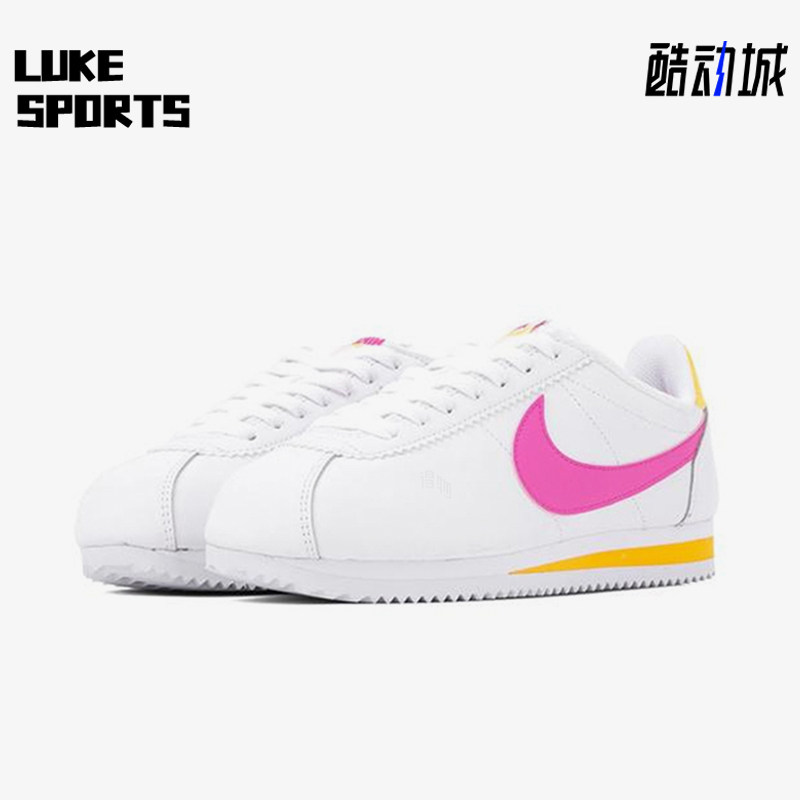 Nike/耐克正品CORTEZ阿甘新款女白黄色复古经典跑步鞋807471-112