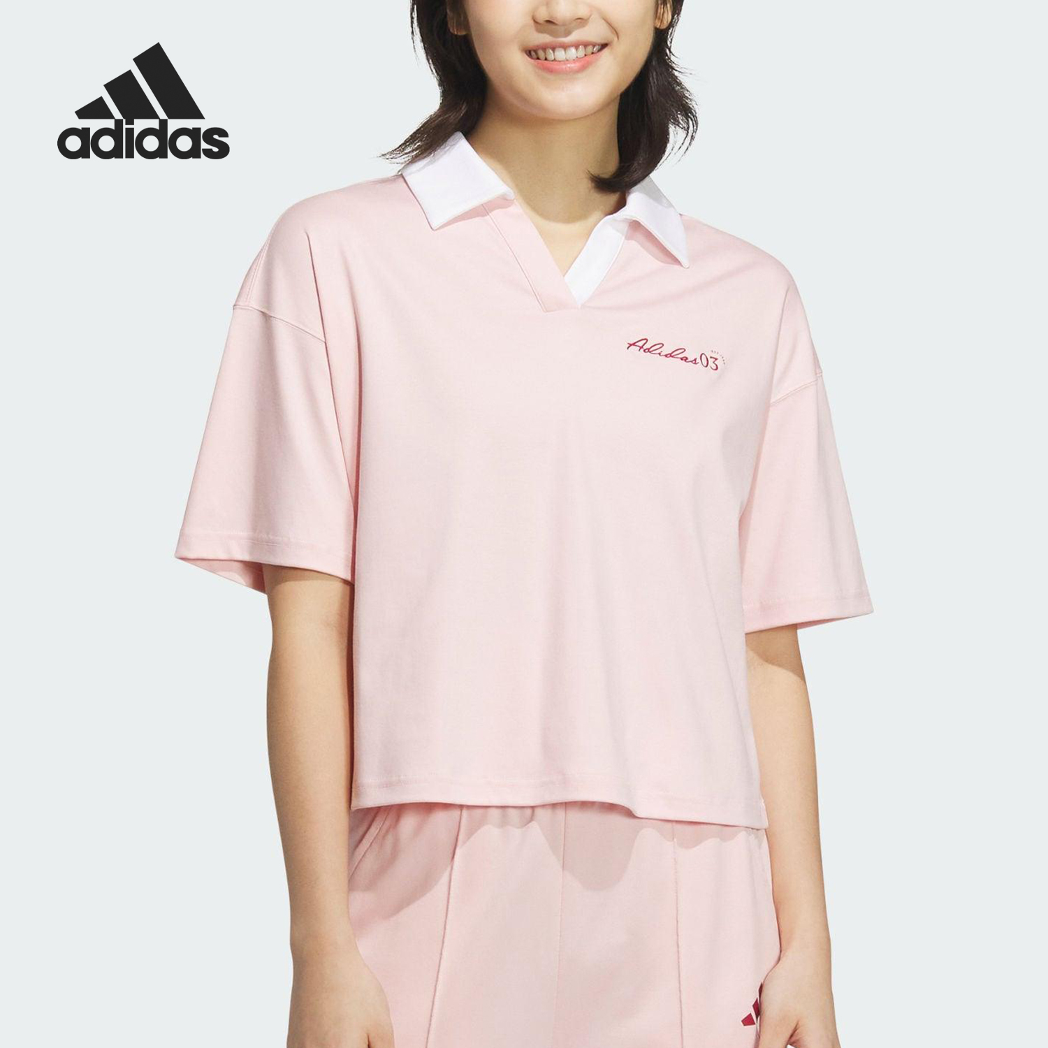 Adidas/阿迪达斯官方正品2025夏季款女士翻领短款POLO衫JZ1584