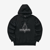 新款 秋季 男女休闲印花连帽针织套头卫衣 斯凯奇正品 Skechers