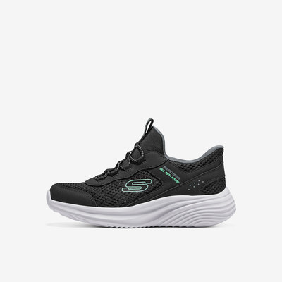 Skechers斯凯奇正品大童防滑耐磨低帮一脚蹬跑步鞋405366L-BLK