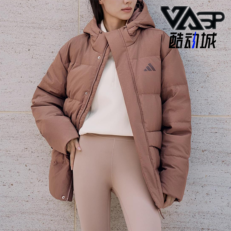 Adidas/阿迪达斯正品LINEAR男女运动保暖连帽休闲羽绒服KQ5521