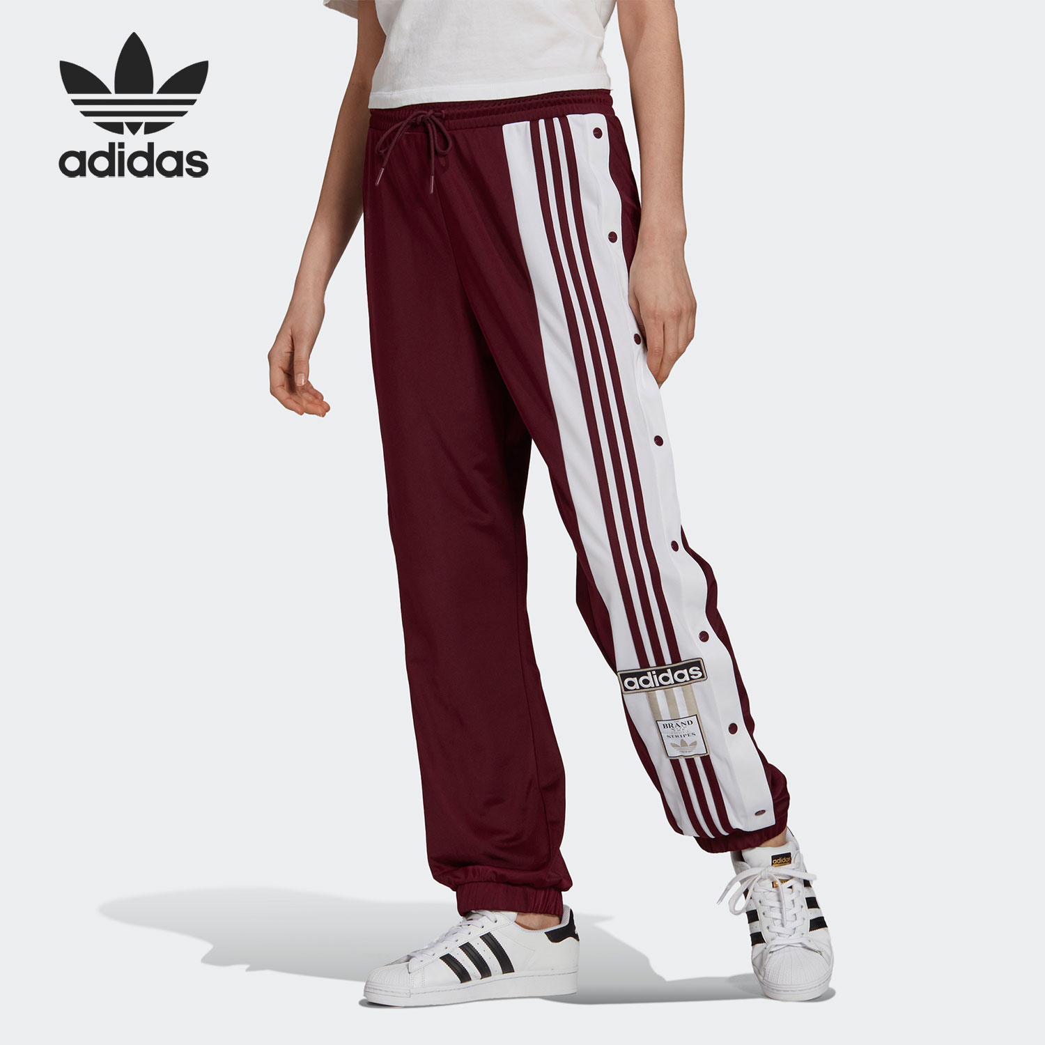 Adidas/阿迪达斯正品三叶草女子复古宽松排扣运动长裤 H61861