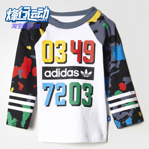 Adidas/阿迪达斯正品三叶草印花长袖T恤经典新款长袖T恤AY8559