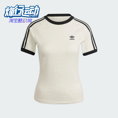 Adidas/阿迪达斯正品三叶草女士印花圆领经典套头修身短袖IR8104