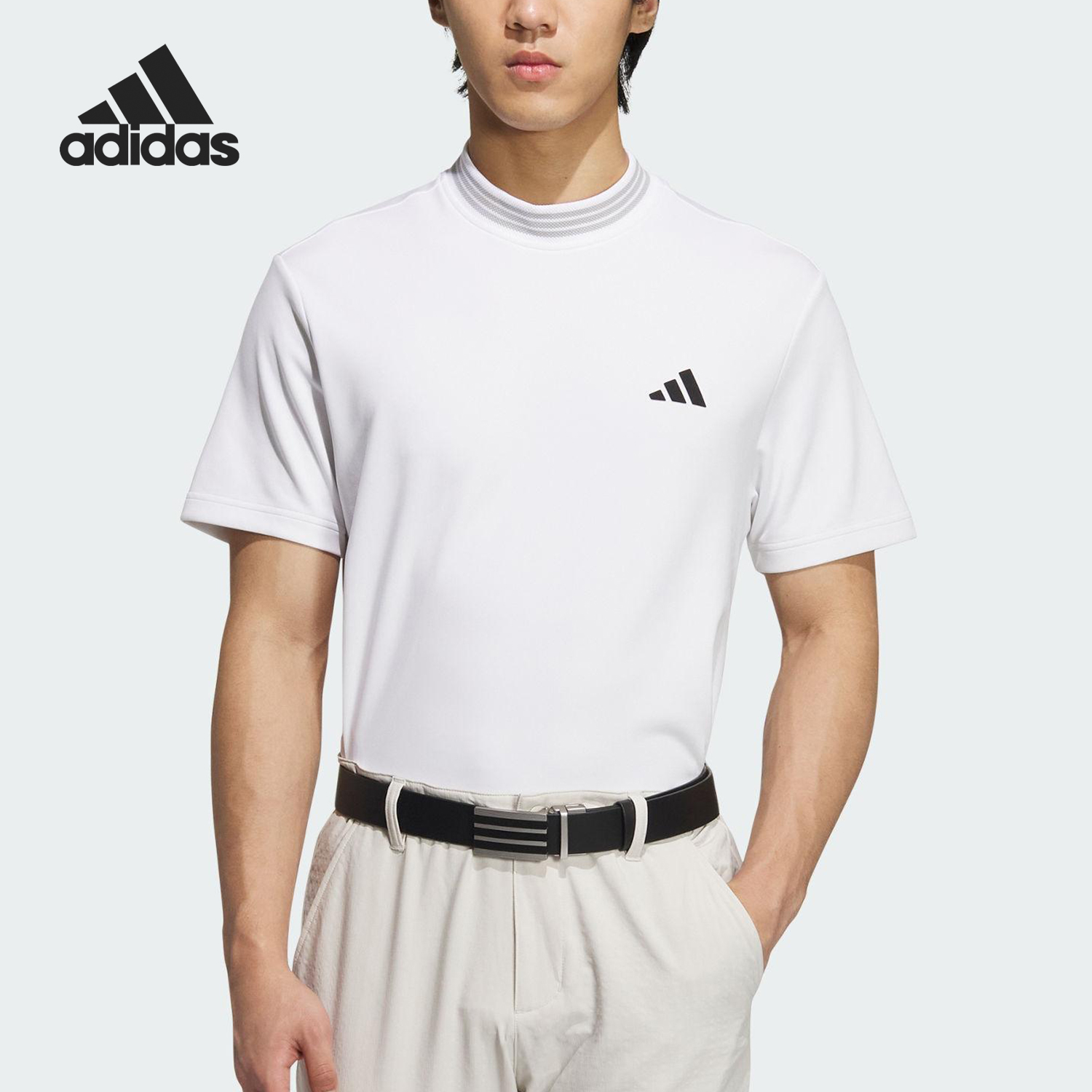 Adidas/阿迪达斯官方正品夏季款男士高尔夫半高领Polo衫JE7128