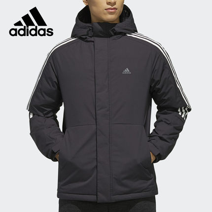 Adidas/阿迪达斯正品男子冬季户外运动防风保暖连帽羽绒服 EH3995
