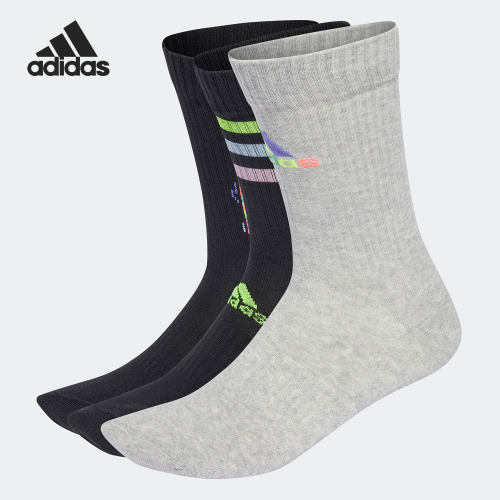Adidas/阿迪达斯正品LU GRAPHIC SOCK男女三双装运动袜HE2962