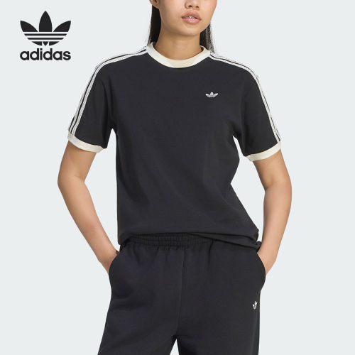 Adidas/阿迪达斯官方正品三叶草新款女黑白色亲肤短袖T恤KY8127