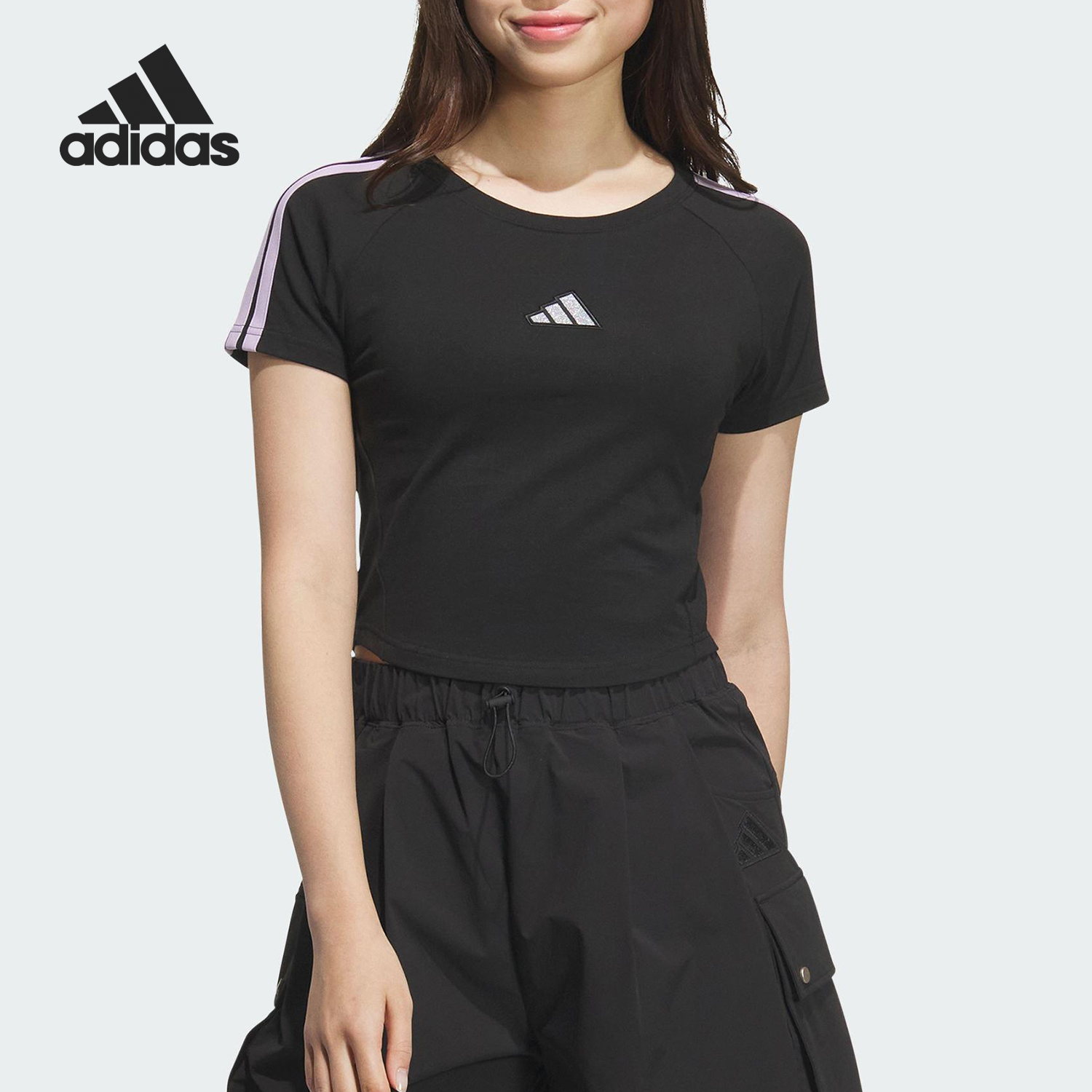Adidas/阿迪达斯官方正品 T-SHIRT女士显腰线运动针织短袖KB7753