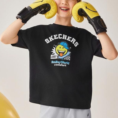 Skechers/斯凯奇正品夏季款儿童简约时尚休闲针织短袖T恤L225K009