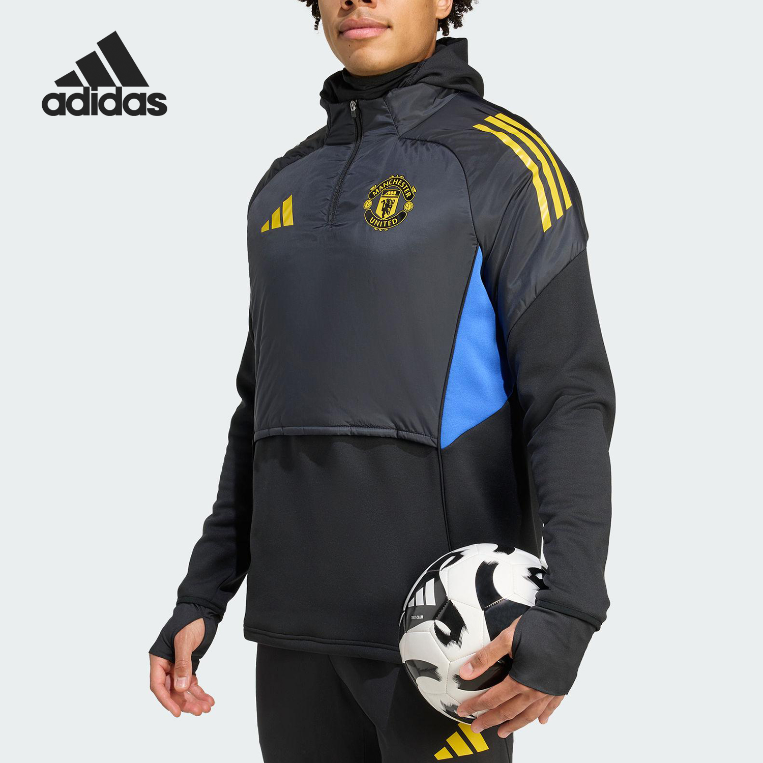 Adidas/阿迪达斯正品2025秋冬款男士训练半拉链上衣KE1238