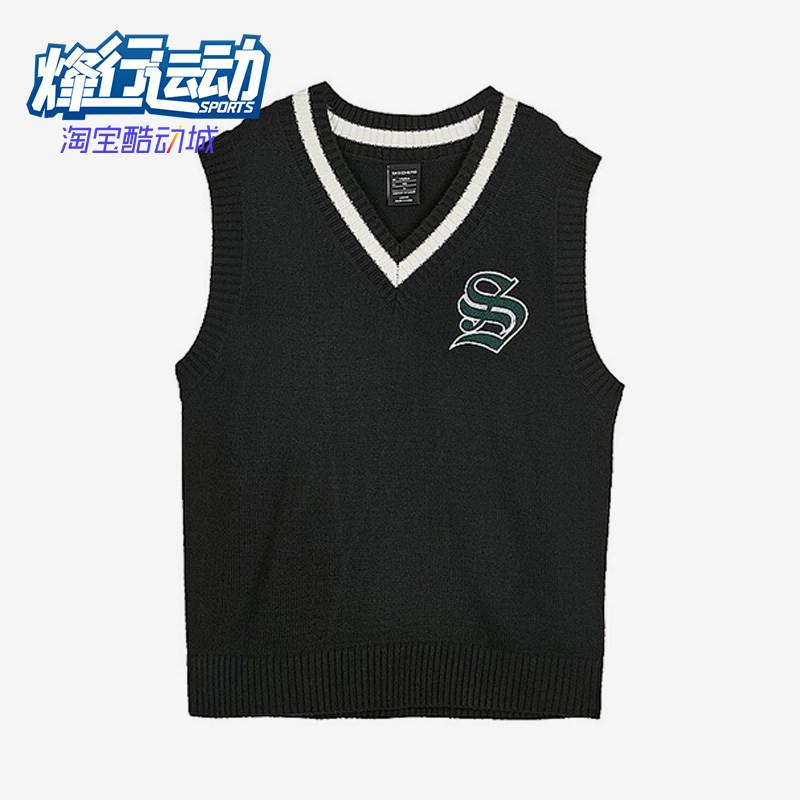 Skechers/斯凯奇正品新款男女同款V领无袖套头舒适运动背心马甲