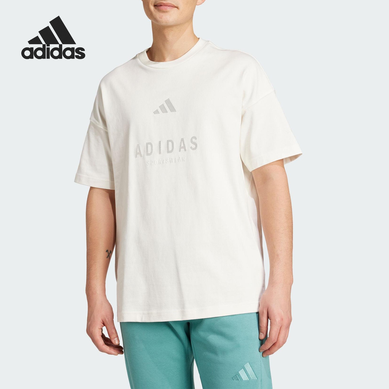 Adidas/阿迪达斯官方正品夏季男士针织宽松简约运动短袖JL6552