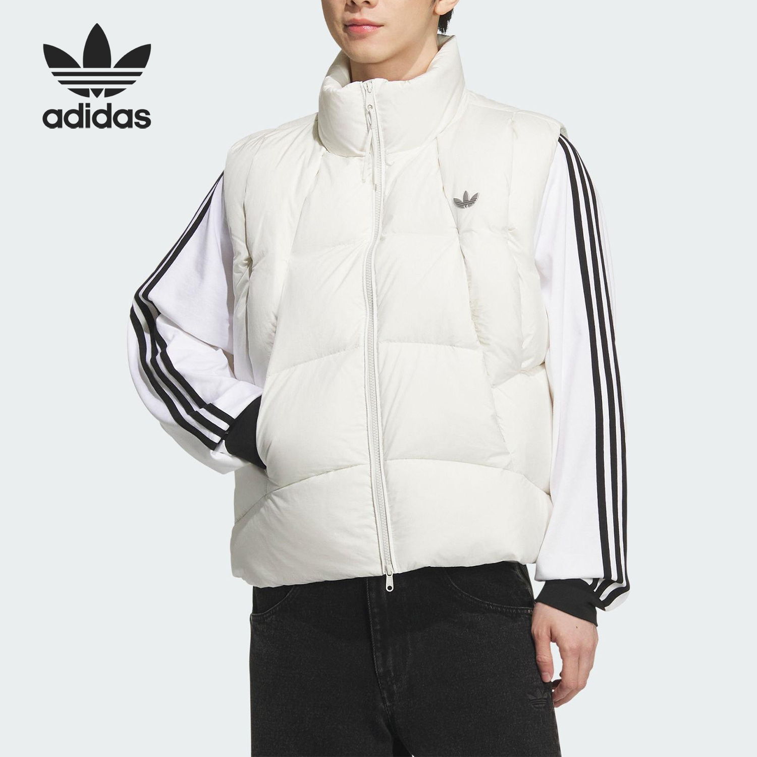 Adidas/阿迪达斯官方正品三叶草男女保暖运动简约羽绒马甲KV3987