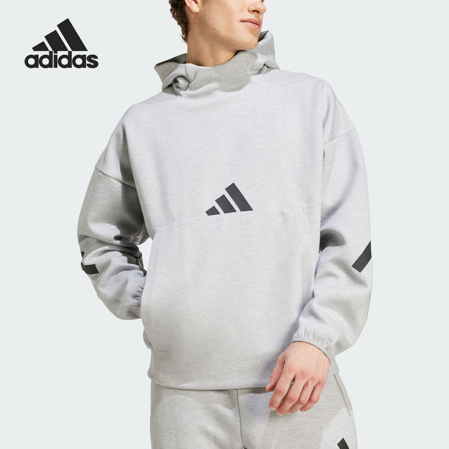 Adidas/阿迪达斯正品新款男士连帽轻薄亲肤柔软卫衣JE3070