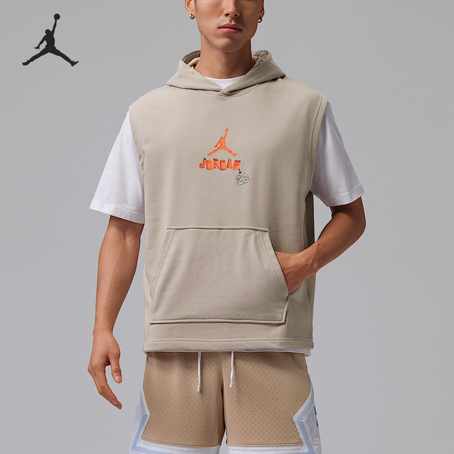 Nike耐克正品男连帽复古套头无袖运动休闲短袖卫衣IR6310-236