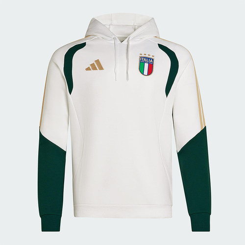 Adidas/阿迪达斯正品TIRO新款男米白绿色经典足球连帽卫衣JZ9364