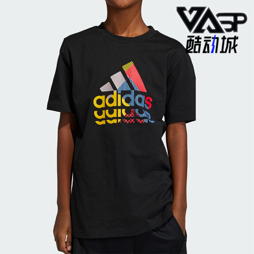 Adidas/阿迪达斯正品夏季儿童图案透气圆领休闲短袖IB9136
