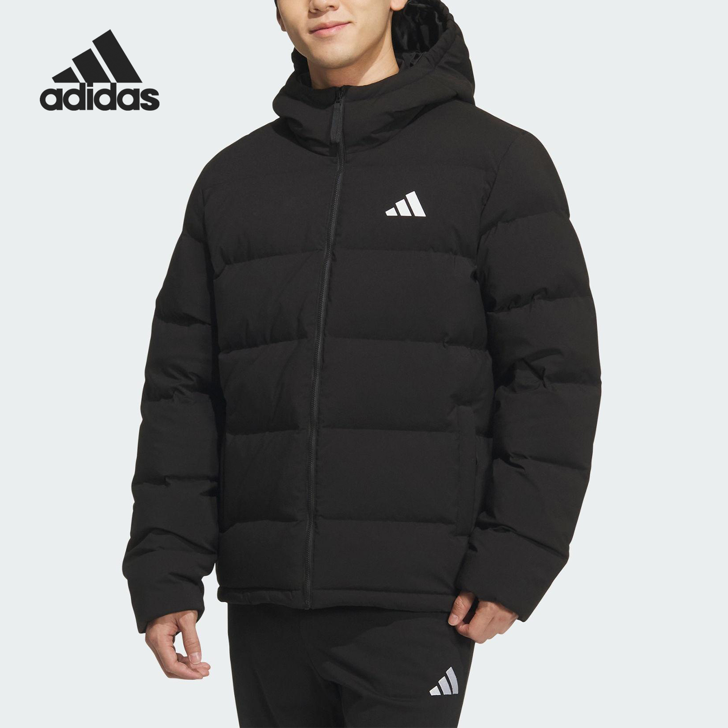 Adidas/阿迪达斯正品2025男士经典运动保暖连帽羽绒服KF4400