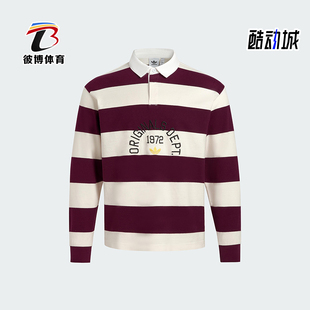 KF1867 Adidas 阿迪达斯正品 三叶草男士 翻领宽松条纹三条纹POLO衫