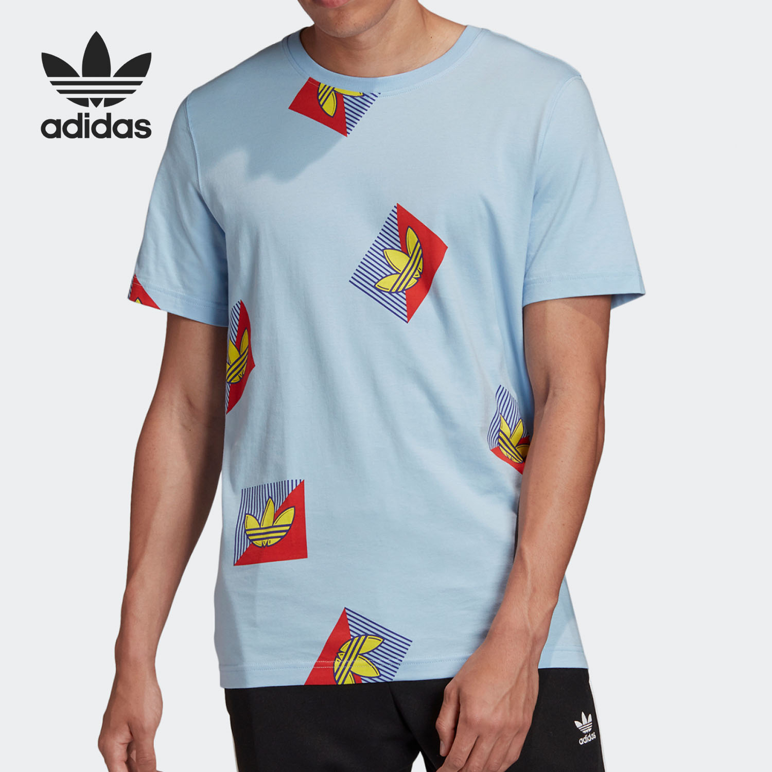 Adidas/阿迪达斯三叶草男子圆领运动短袖T恤FM3343