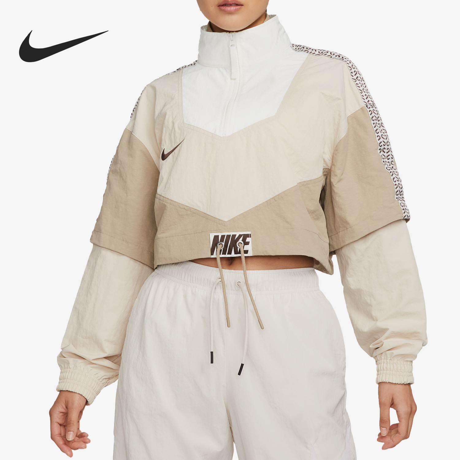 Nike/耐克正品SPORTSWEAR女子半拉链短裤运动夹克FB8373-126