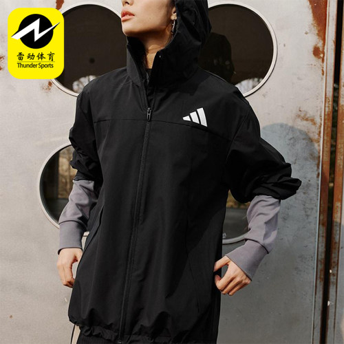 Adidas/阿迪达斯正品WOVEN JACKET男女连帽拒水梭织外套KA9309
