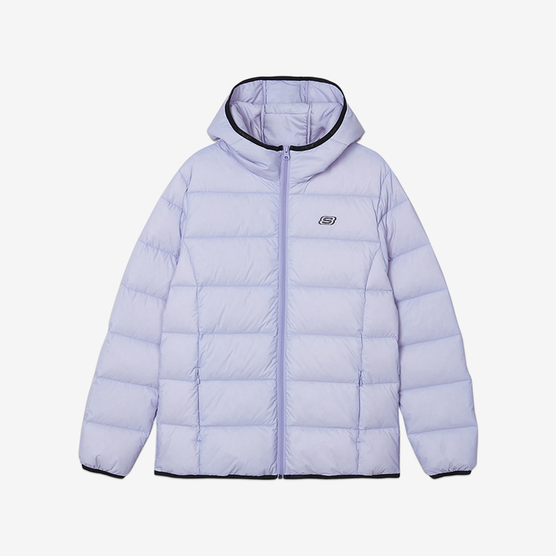 Skechers/斯凯奇正品冬季新款女子运动休闲保暖连帽羽绒服