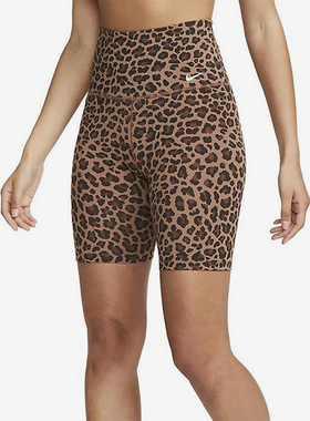 Nike/耐克正品女士时尚豹纹直筒休闲经典运动健身短裤DX0122-256