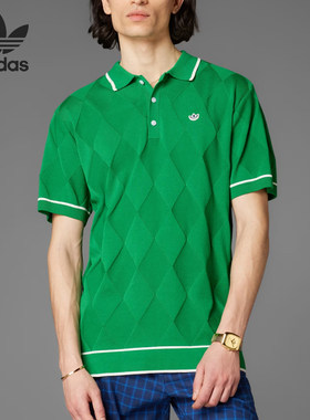 Adidas/阿迪达斯官方正品三叶草Polo衫男绿色休闲舒适短袖JC6761