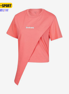 Skechers/斯凯奇正品夏季女子新款不规则T恤运动休闲短袖P222W054