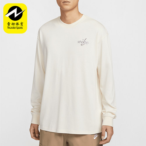 Nike/耐克正品Sportswear男士刺绣圆领长袖T恤HQ8166-901