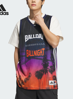 Adidas/阿迪达斯官方正品BB AOP 3S JRSY男士篮球宽松背心JI9761