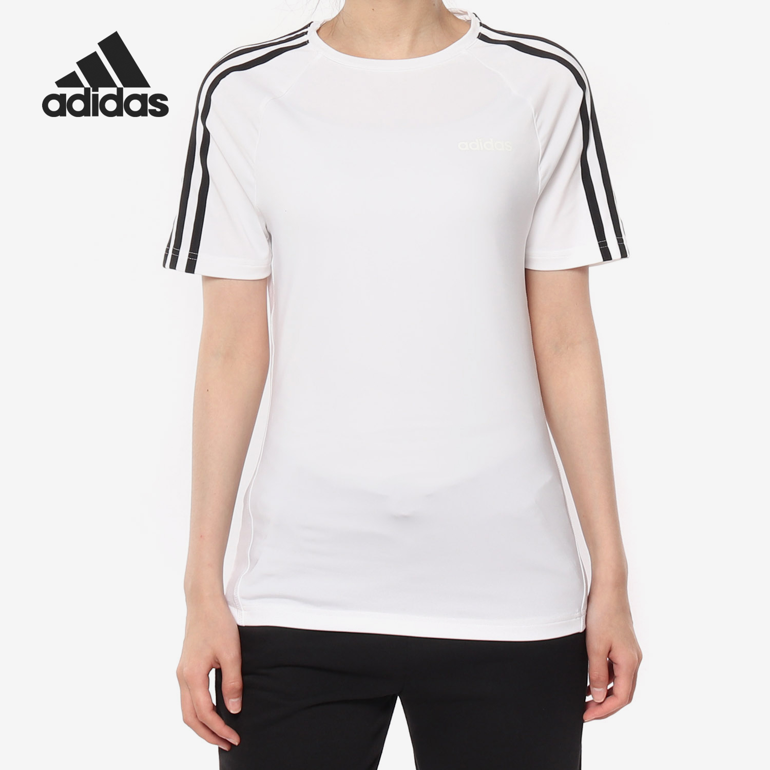 Adidas/阿迪达斯正品新款 女子D2M 3S TEE圆领短T恤 EH8723