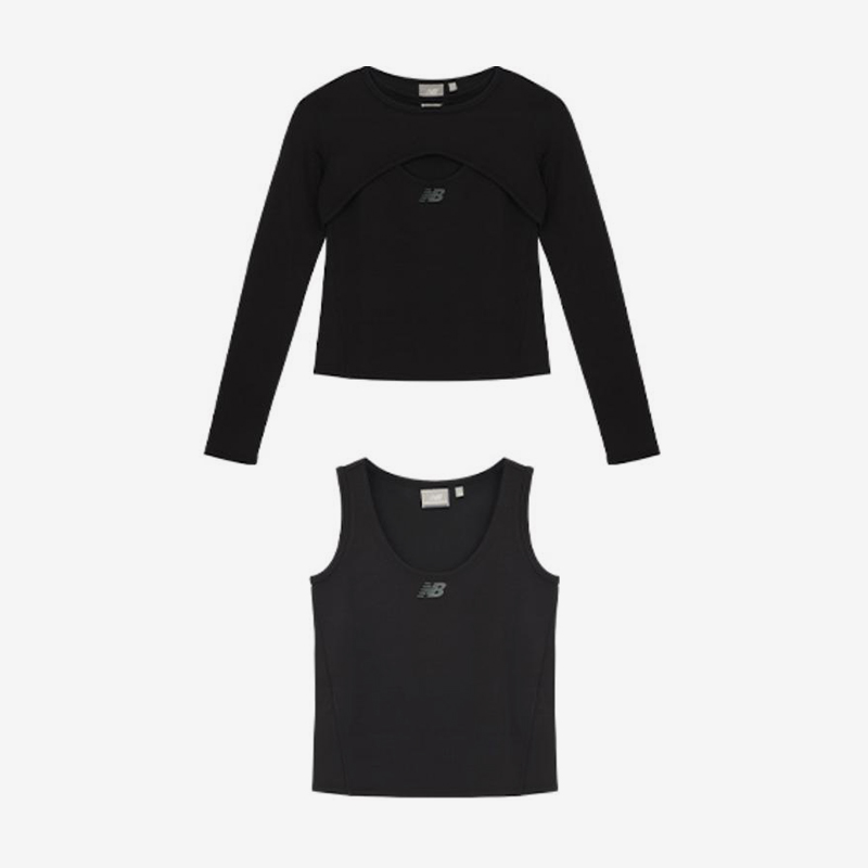 New Balance/NB正品2025新款女子简约两件套长袖T恤NDE12472-BK