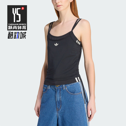 Adidas/阿迪达斯正品三叶草女士运动针织修身吊带背心T恤KW4524