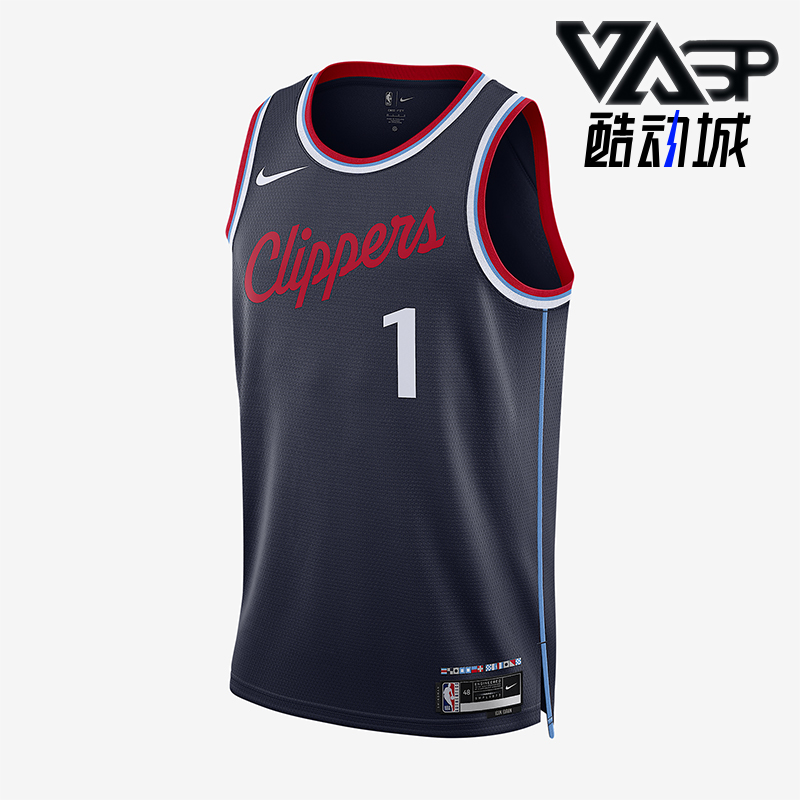 Nike/耐克正品洛杉矶快船队男士圆领透气运动背心T恤FQ4702-422