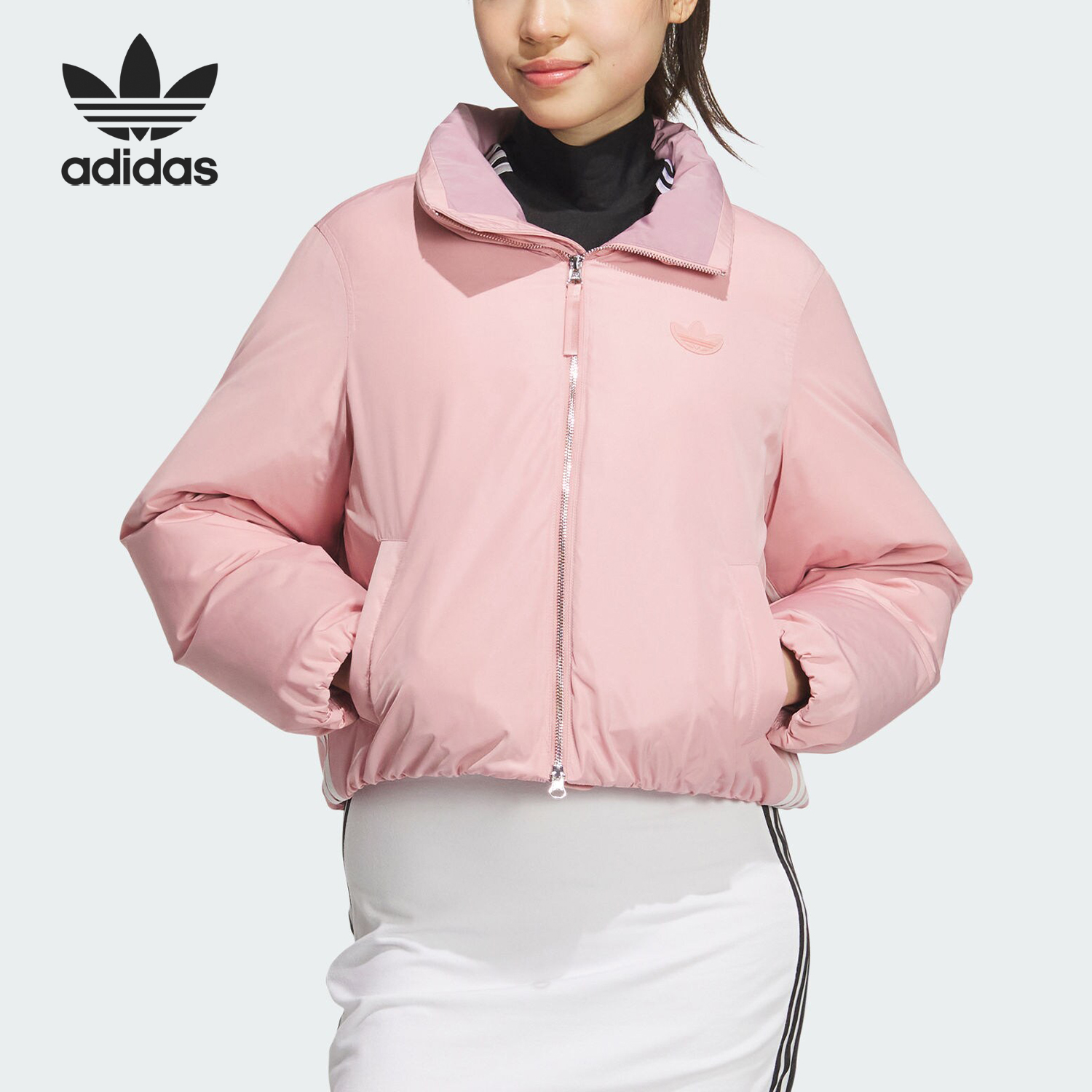 Adidas/阿迪达斯官方正品三叶草女士短款运动鸭绒羽绒服JD3789