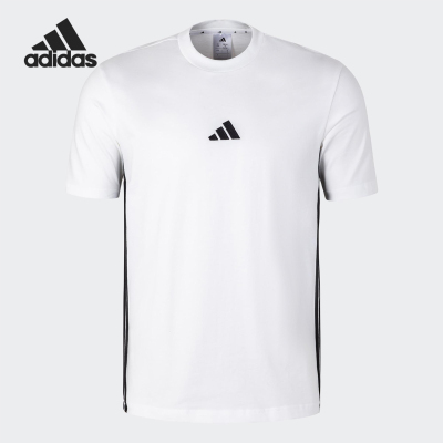 Adidas/阿迪达斯正品夏季新款男士条纹透气休闲圆领T恤JY8563