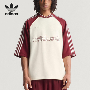 宽松运动三条纹短袖 三叶草男士 JV7600 阿迪达斯正品 Adidas