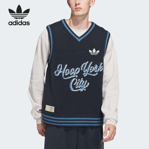 Adidas/阿迪达斯官方正品三叶草男女针织运动无袖时尚马甲JY4740