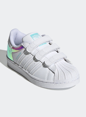 Adidas/阿迪达斯正品SUPERSTAR CF儿童魔术贴贝壳头休闲鞋 H03950