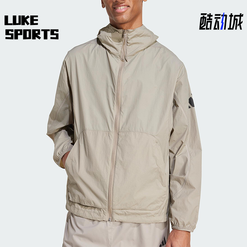 Adidas/阿迪达斯正品新款男士梭织休闲透气宽松连帽外套JF3293