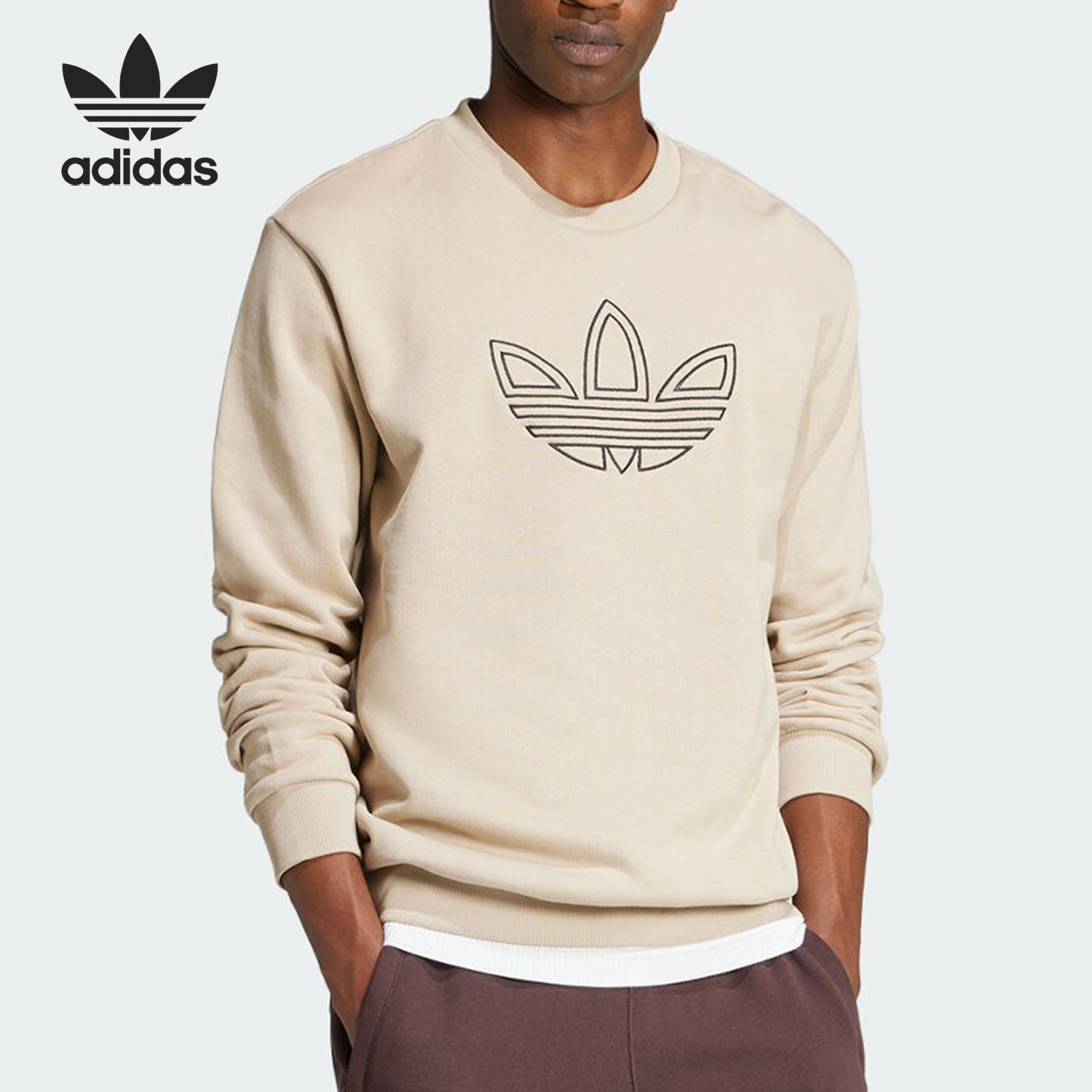 Adidas/阿迪达斯官方正品三叶草男士经典针织运动休闲卫衣JJ1512