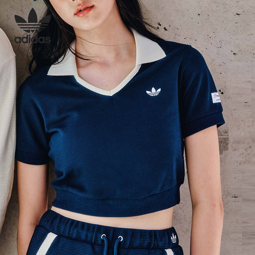 Adidas/阿迪达斯官方正品三叶草女子休闲针织透气短袖T恤IN1083