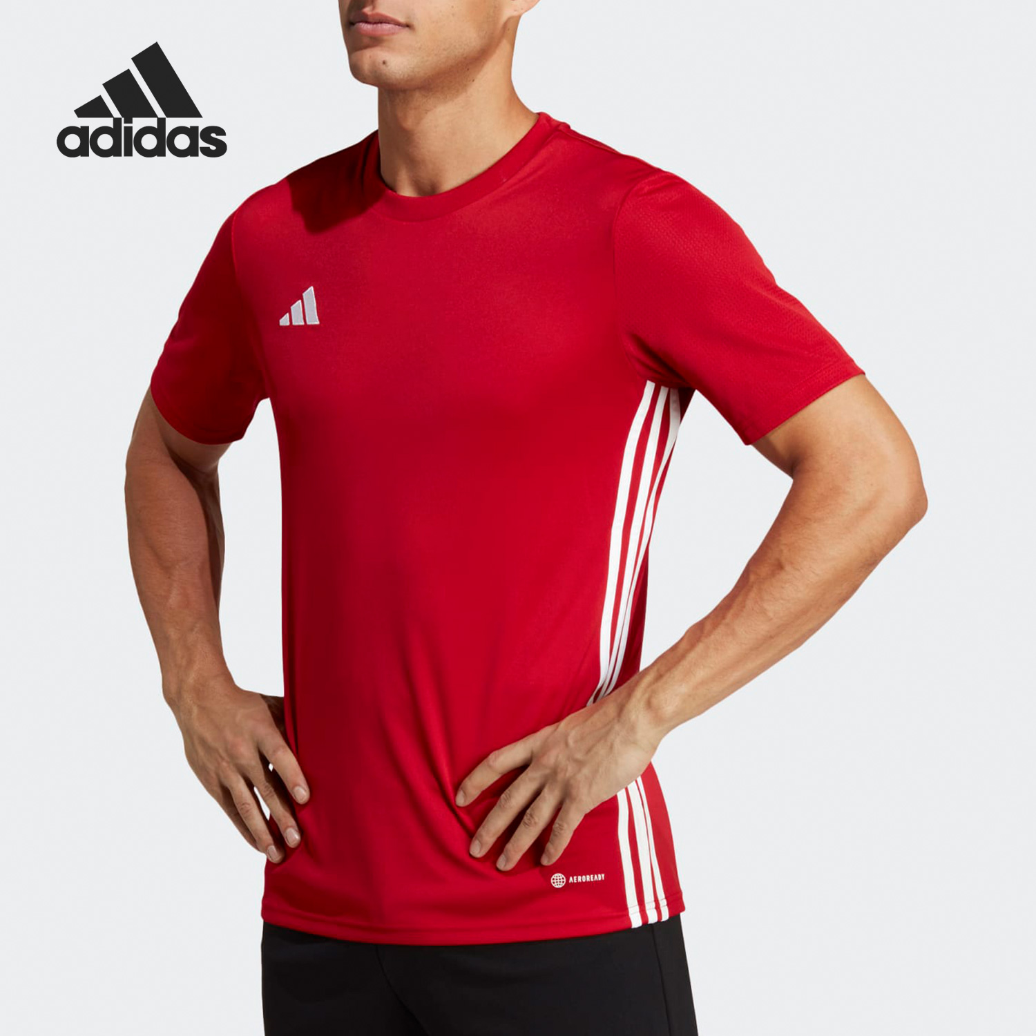 Adidas/阿迪达斯正品透气男子足球跑步圆领运动短袖T恤HT6552